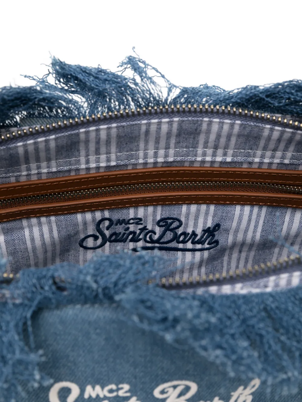 MC2 Saint Barth City medium denim shopper met franje Blauw