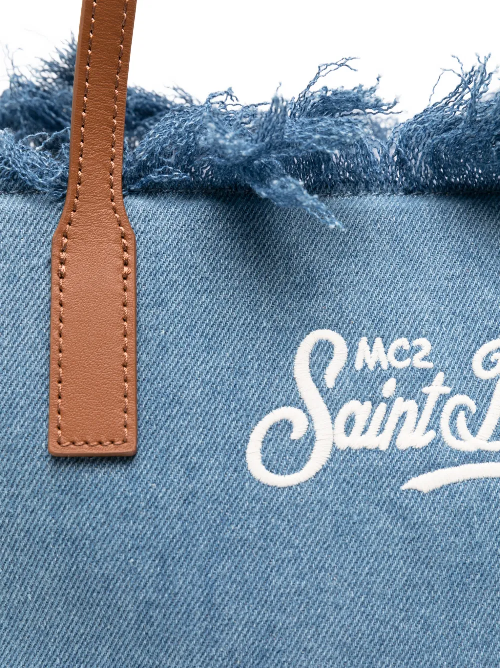 MC2 Saint Barth City medium denim shopper met franje Blauw