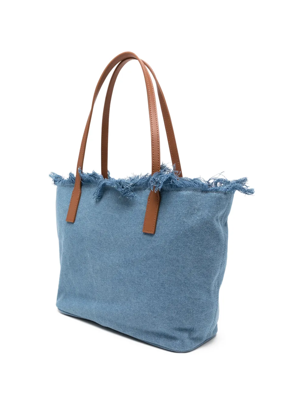 MC2 Saint Barth City medium denim shopper met franje Blauw