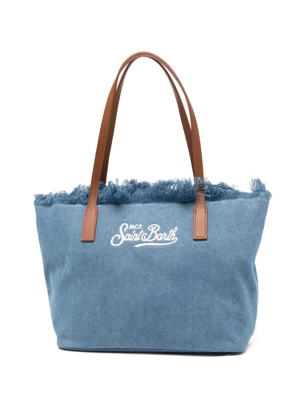 MC2 Saint Barth medium City fringed-edge denim tote bag · OS