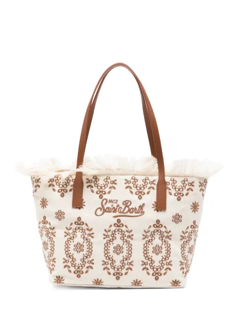 MC2 Saint Barth floral-embroidered fringed-detail tote bag