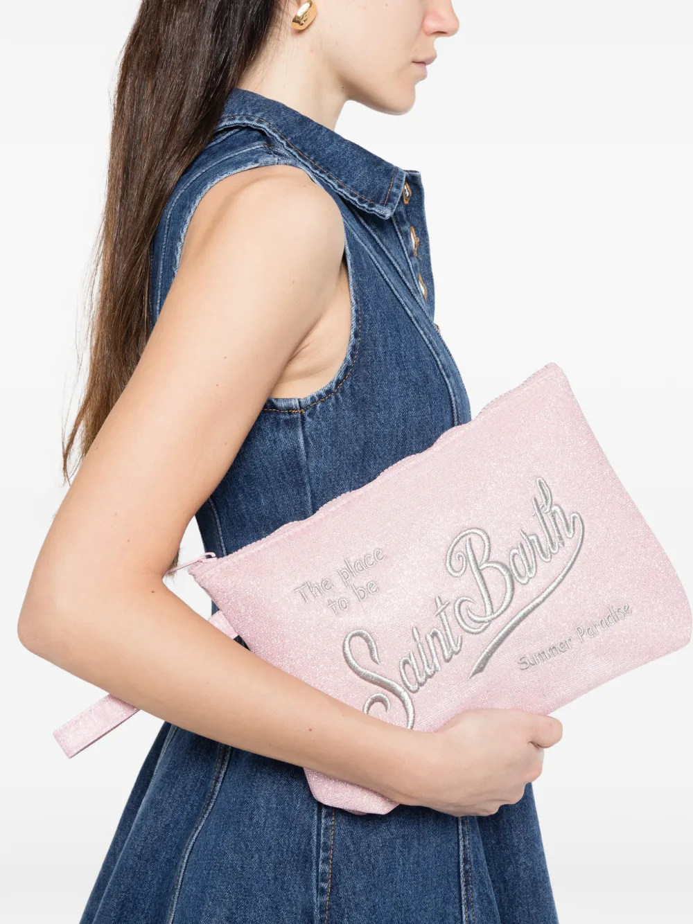  Mc2 Saint Barth Bolso De Mano Aline Con Logo Bordado - Rosa 