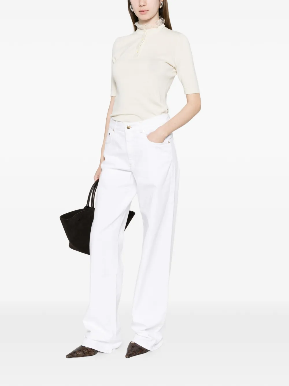 Fabiana Filippi Top met ruches-detail Beige