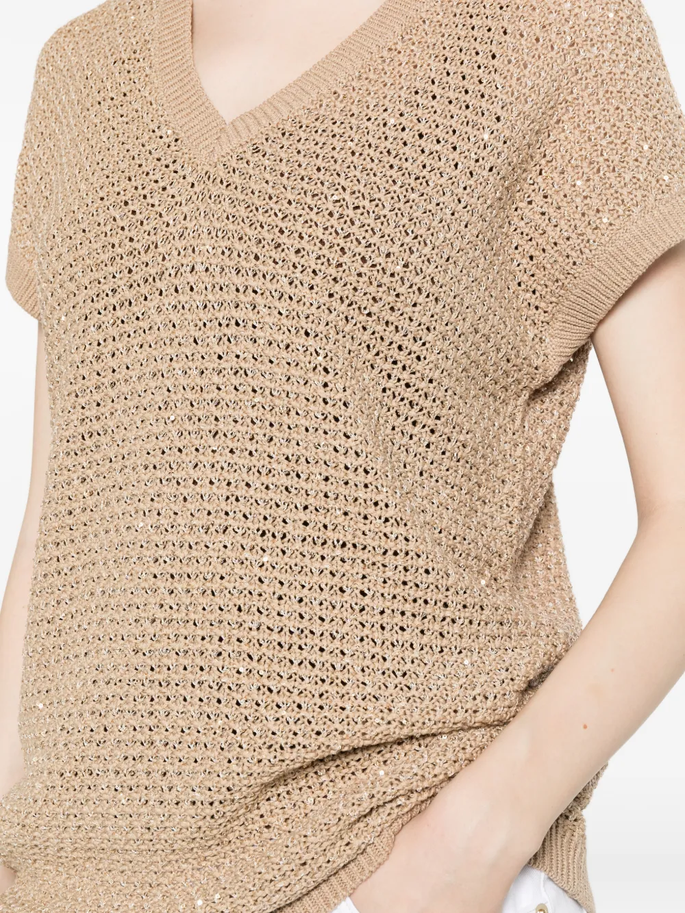 Fabiana Filippi Spencer met pailletten Beige