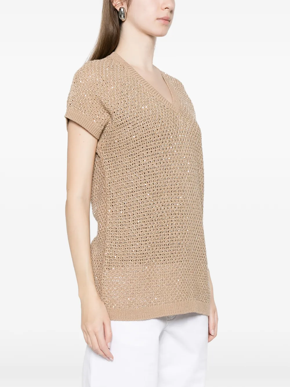 Fabiana Filippi Spencer met pailletten Beige