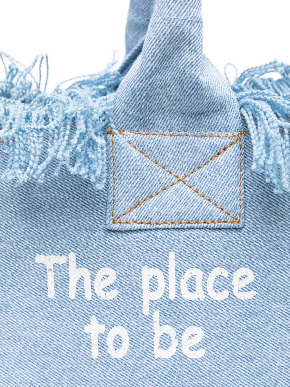 MC2 Saint Barth Shopper met logo-print en franje Blauw