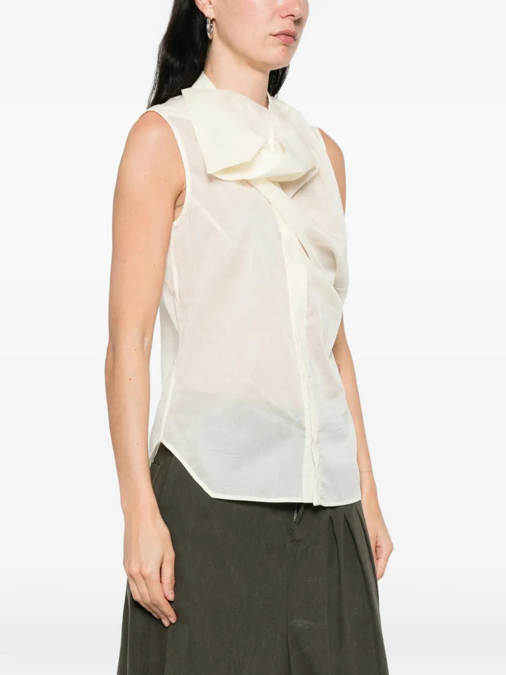 Rick Owens Island mouwloze gedrapeerde blouse Beige