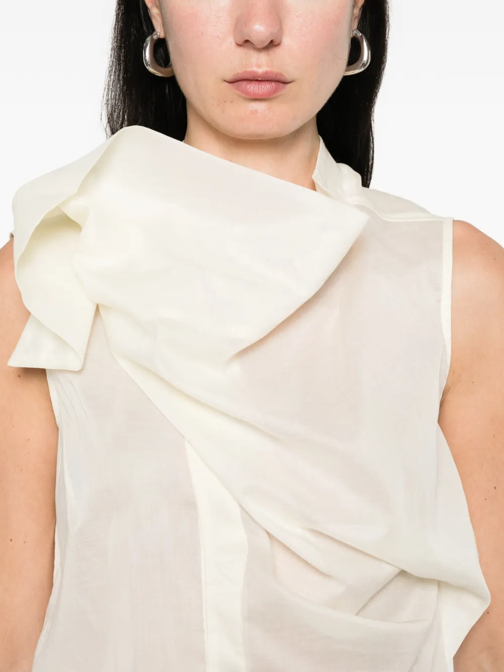 Rick Owens Island mouwloze gedrapeerde blouse Beige