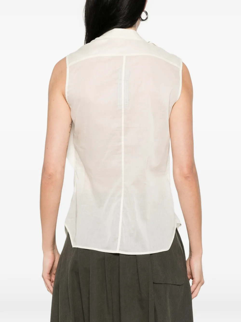 Rick Owens Island mouwloze gedrapeerde blouse Beige
