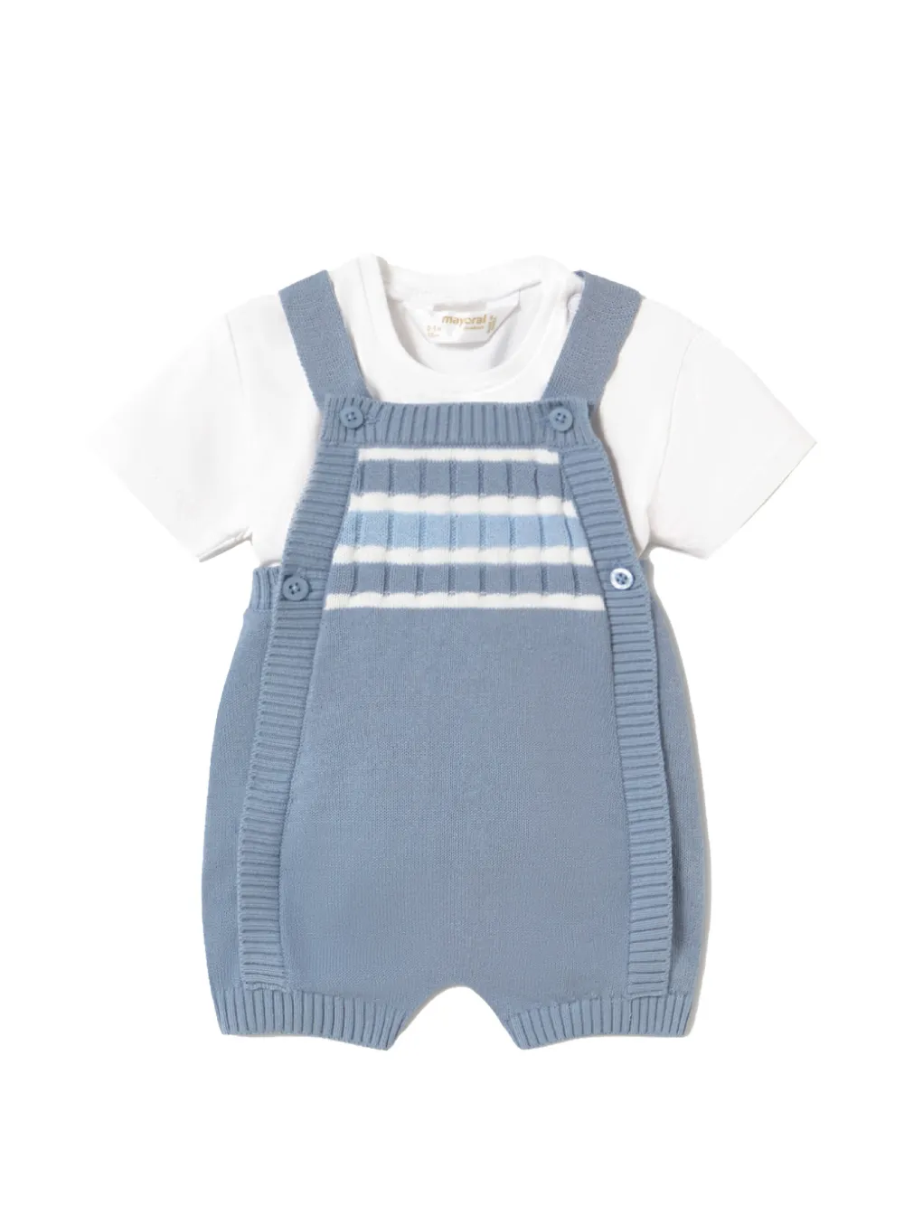 Mayoral stripe-detail romper - Blu