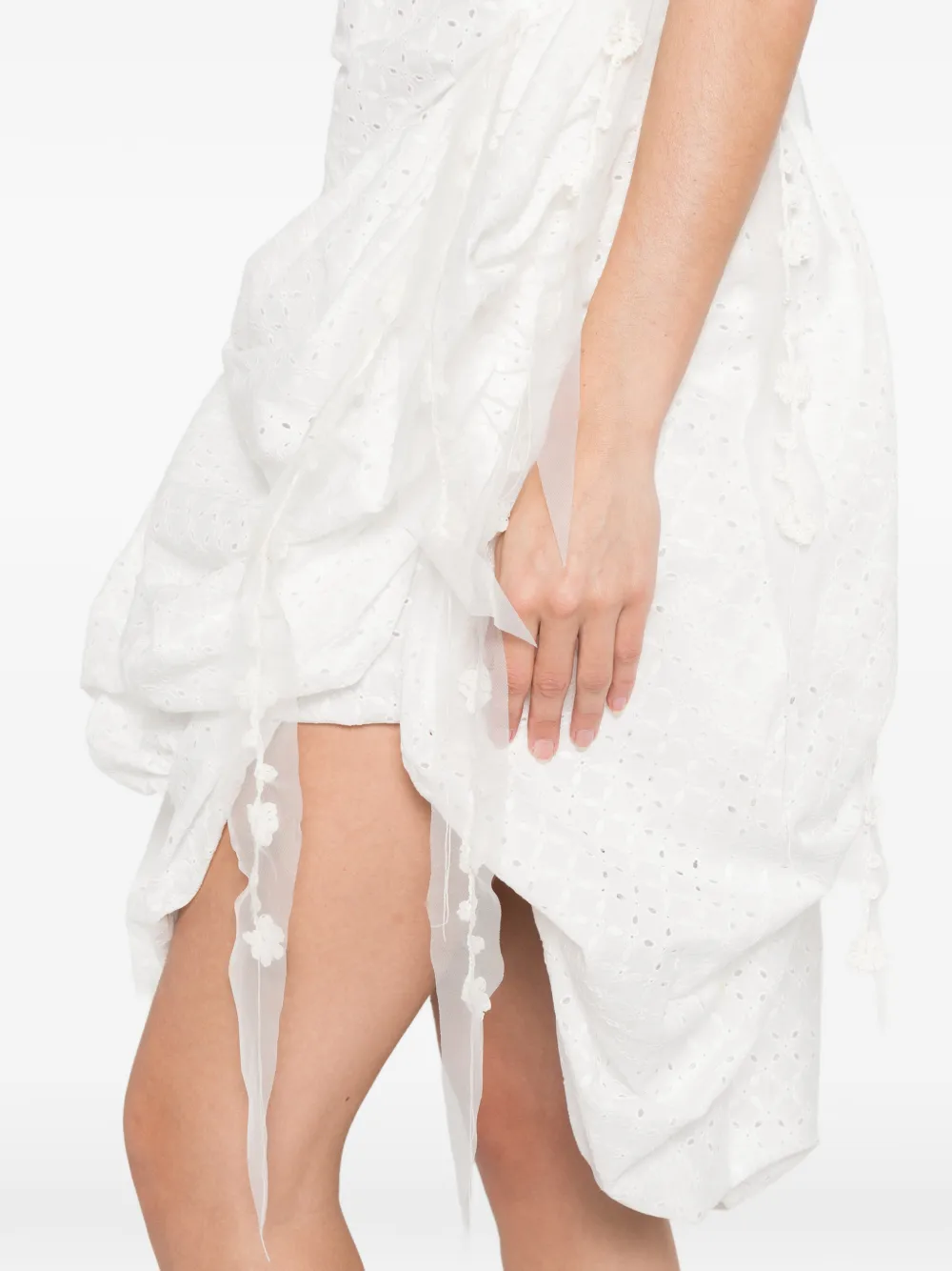 Pauline Dujancourt Ruched Sleeveless Dress in White, view 5