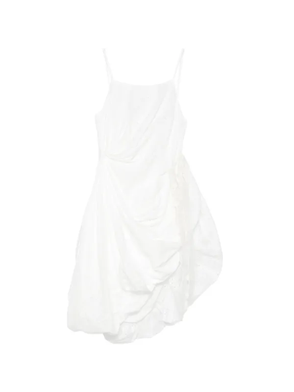 Pauline Dujancourt Ruched Sleeveless Dress in White