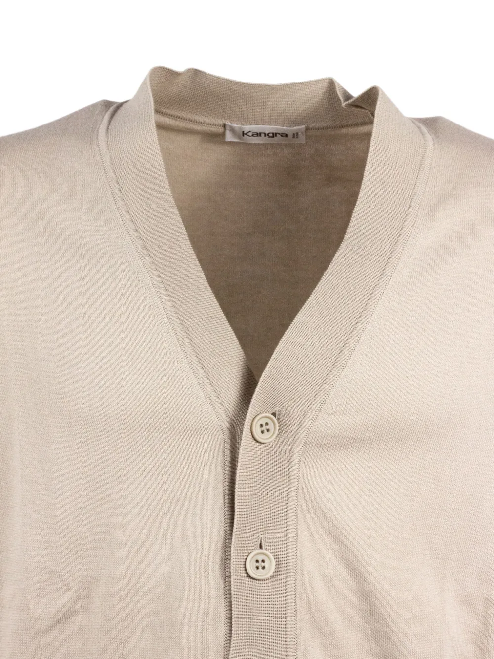 Kangra Vest met V-hals en knoop Beige