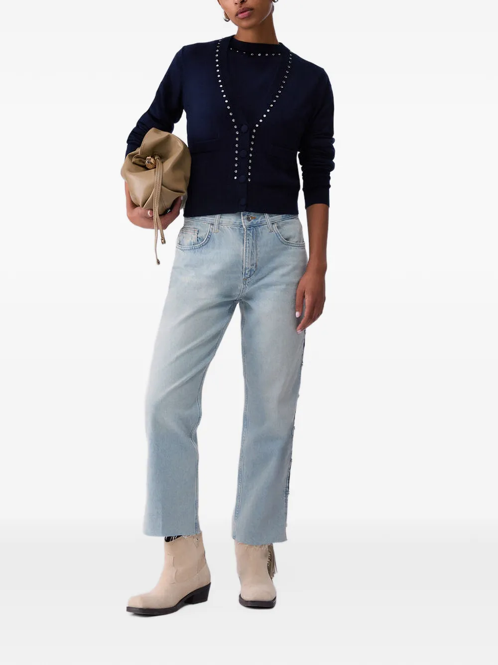 LIU JO Trui met V-hals en stras Blauw