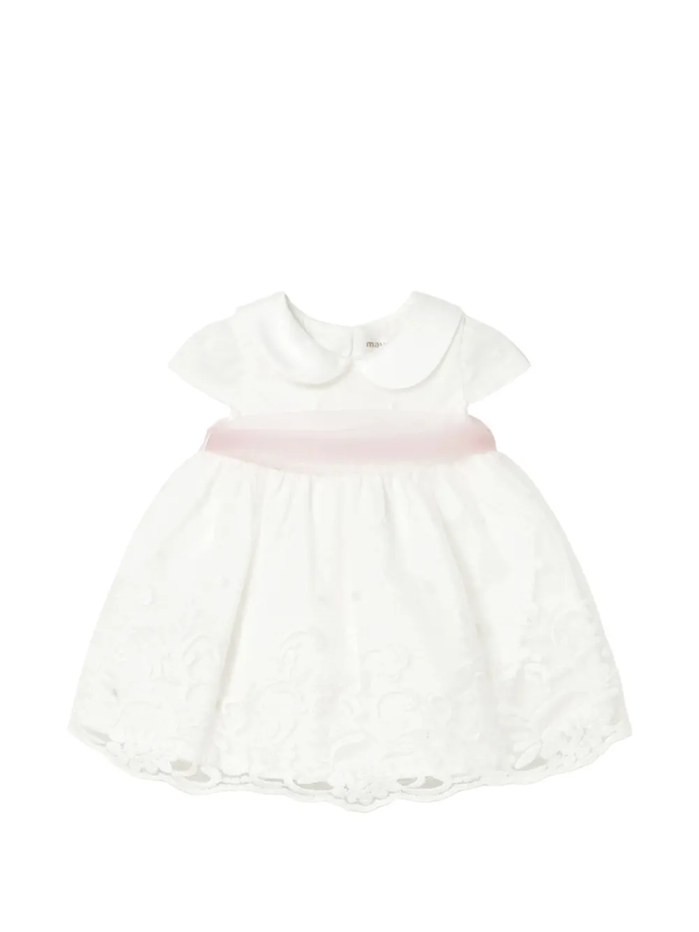 Mayoral Abito con ricamo a fiori - Bianco