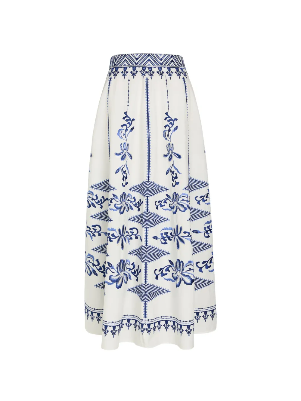 Emporio Sirenuse Camille embroidery midi skirt - Bianco