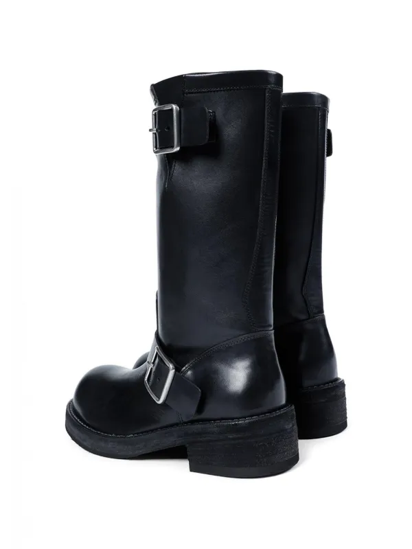 アン ドゥムルメステール Sarith エンジニアバイカーブーツ Ann Demeulemeester Sarith Engineer Buckle Biker Boots | Black