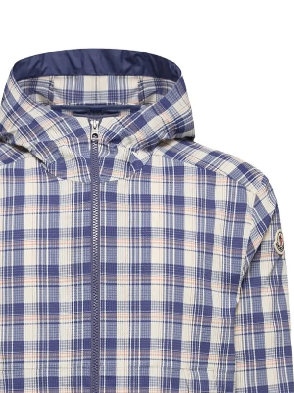 MONCLER フード付き青チェックナイロンジャケット Moncler Natisone Check Hooded Jacket | Neutrals | FARFETCH AO