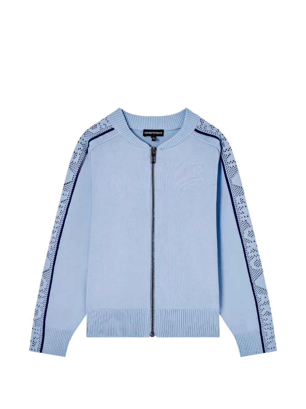 Emporio Armani Kids logo-intarsia zip-up cardigan - Blu