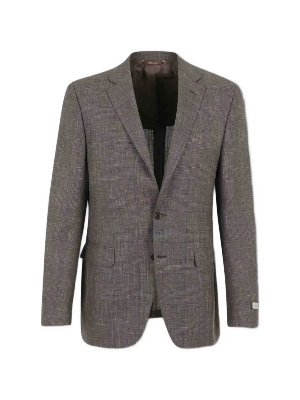 Canali checked button suit - Marrone