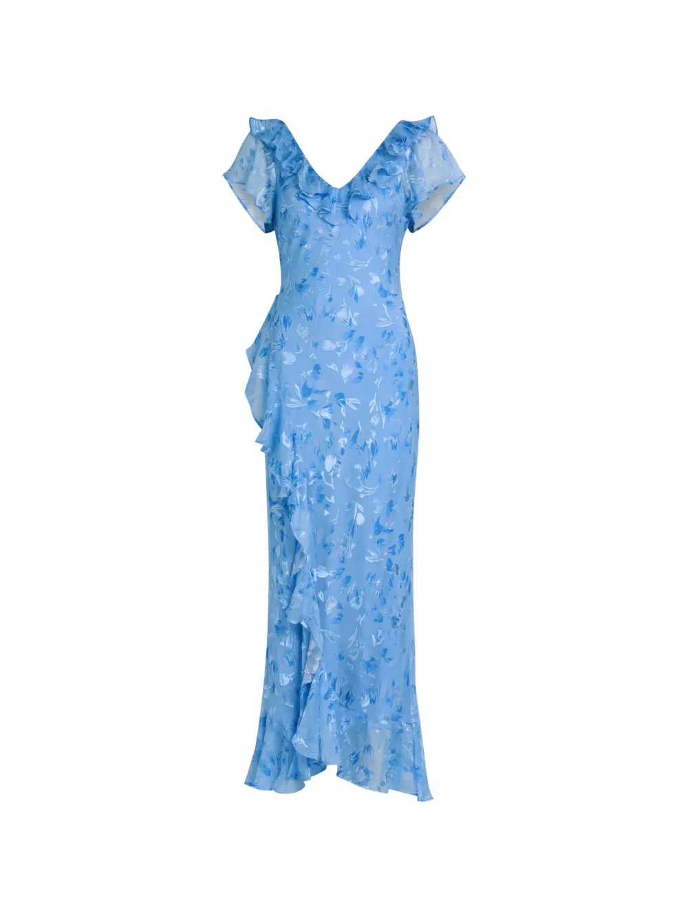 Rixo ruffled V-neck dress - Blu