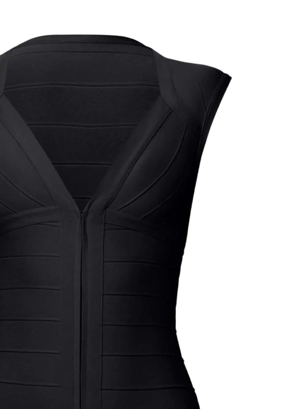  Herve Leger Zip Sleeveless Dress - Black 
