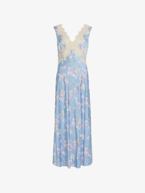 Rixo lace-detail floral midi dress