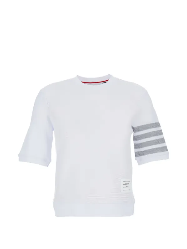 Thom Browne Four-bar Stripe Crew Neck T-shirt in White