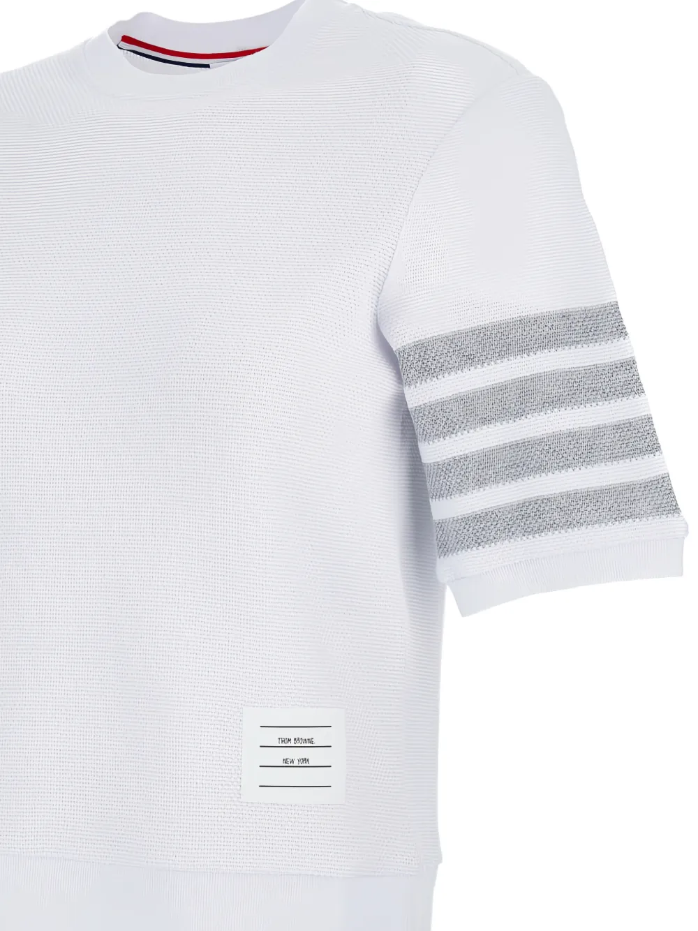 Thom Browne T-shirt met vier strepen en ronde hals Wit
