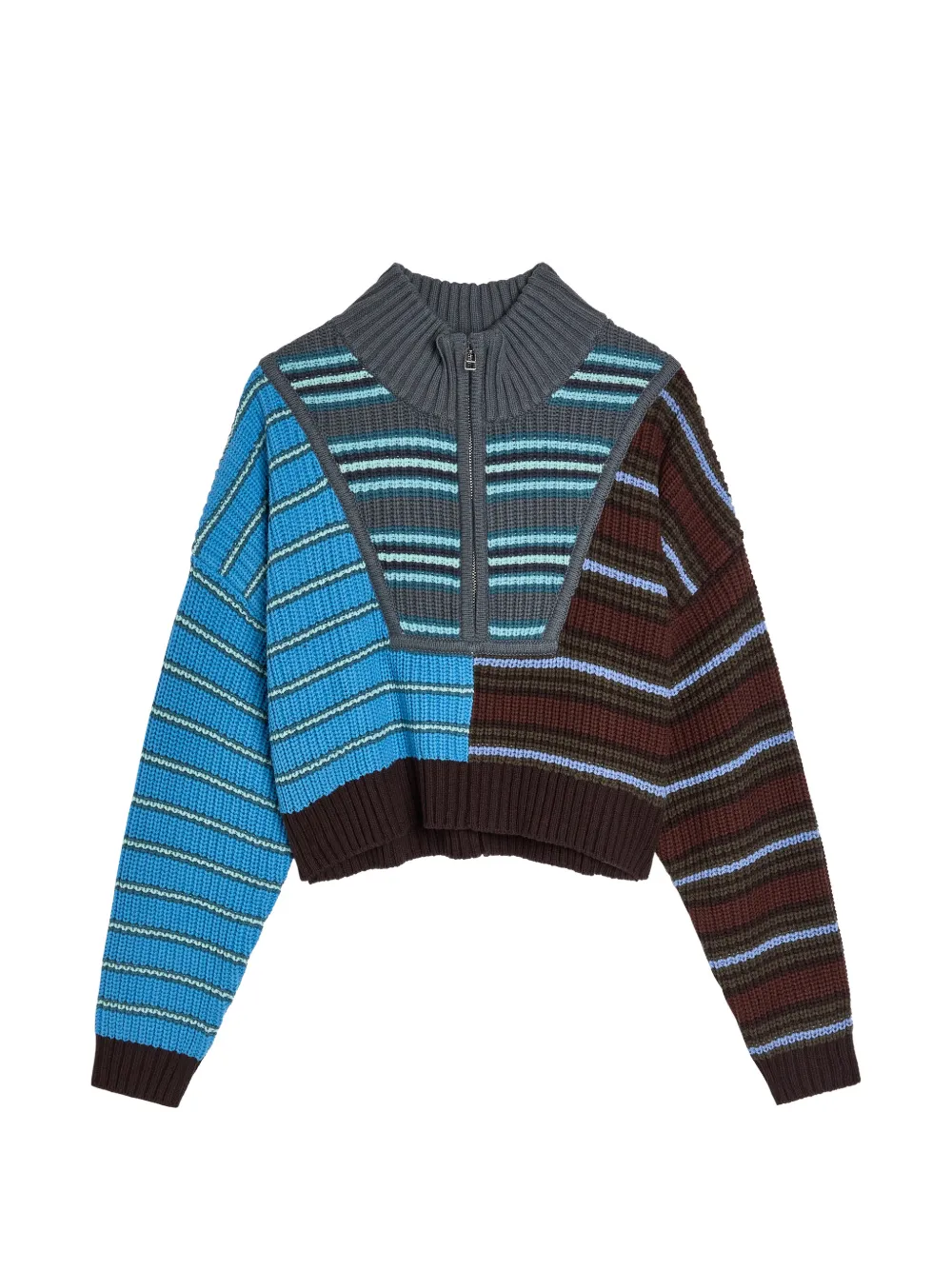 STAUD Hampton striped zip knitwear - Blu