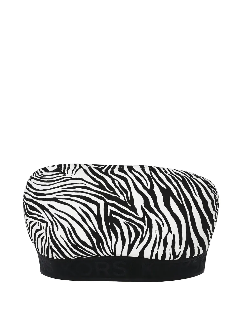 Michael Michael Kors Bandeau zipped-back zebra-print bikini top - Bianco