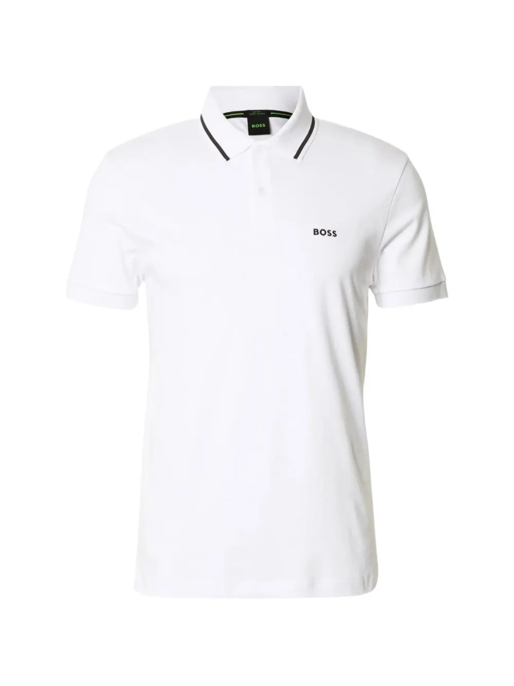 BOSS Paddy Poloshirt mit gestreiftem Kragen - Weiß