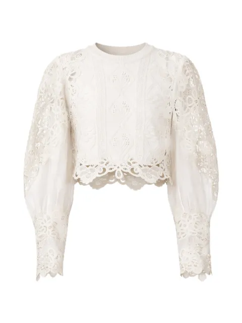 Sea Blusa Vania de crochê com renda