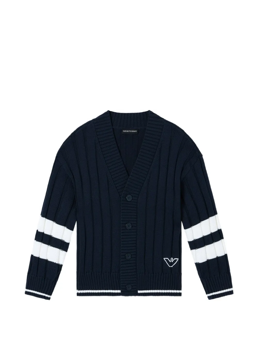 Emporio Armani Kids V-neck striped cardigan - Blu