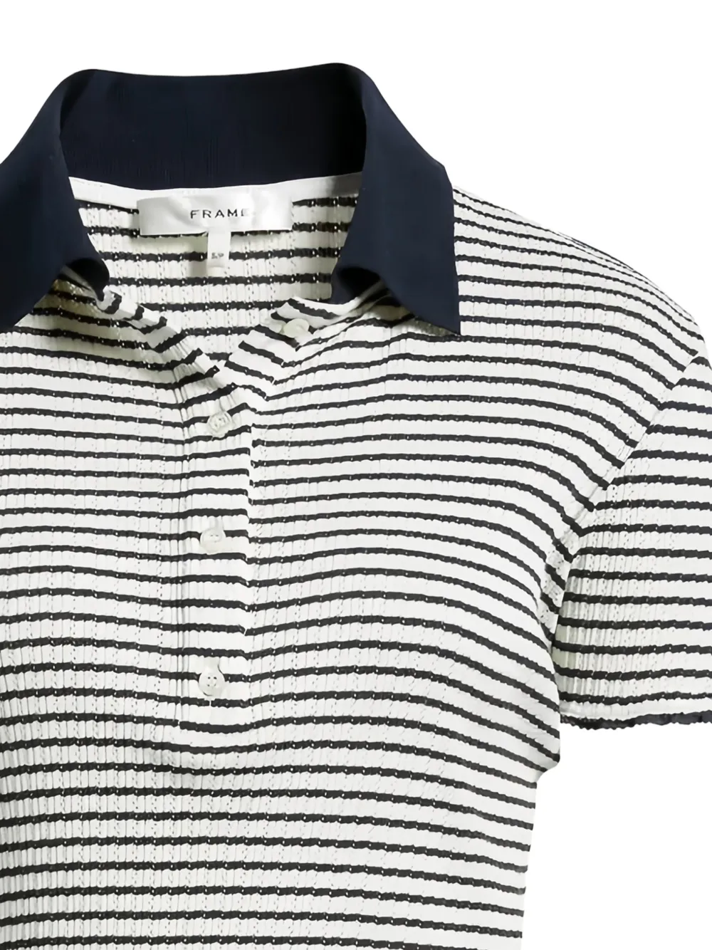 Frame Striped Polo Top - White 