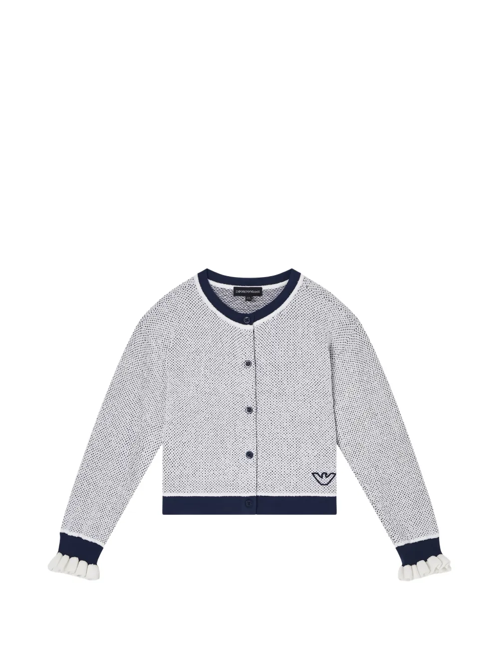 Emporio Armani Kids ruffled-trim cardigan - Bianco
