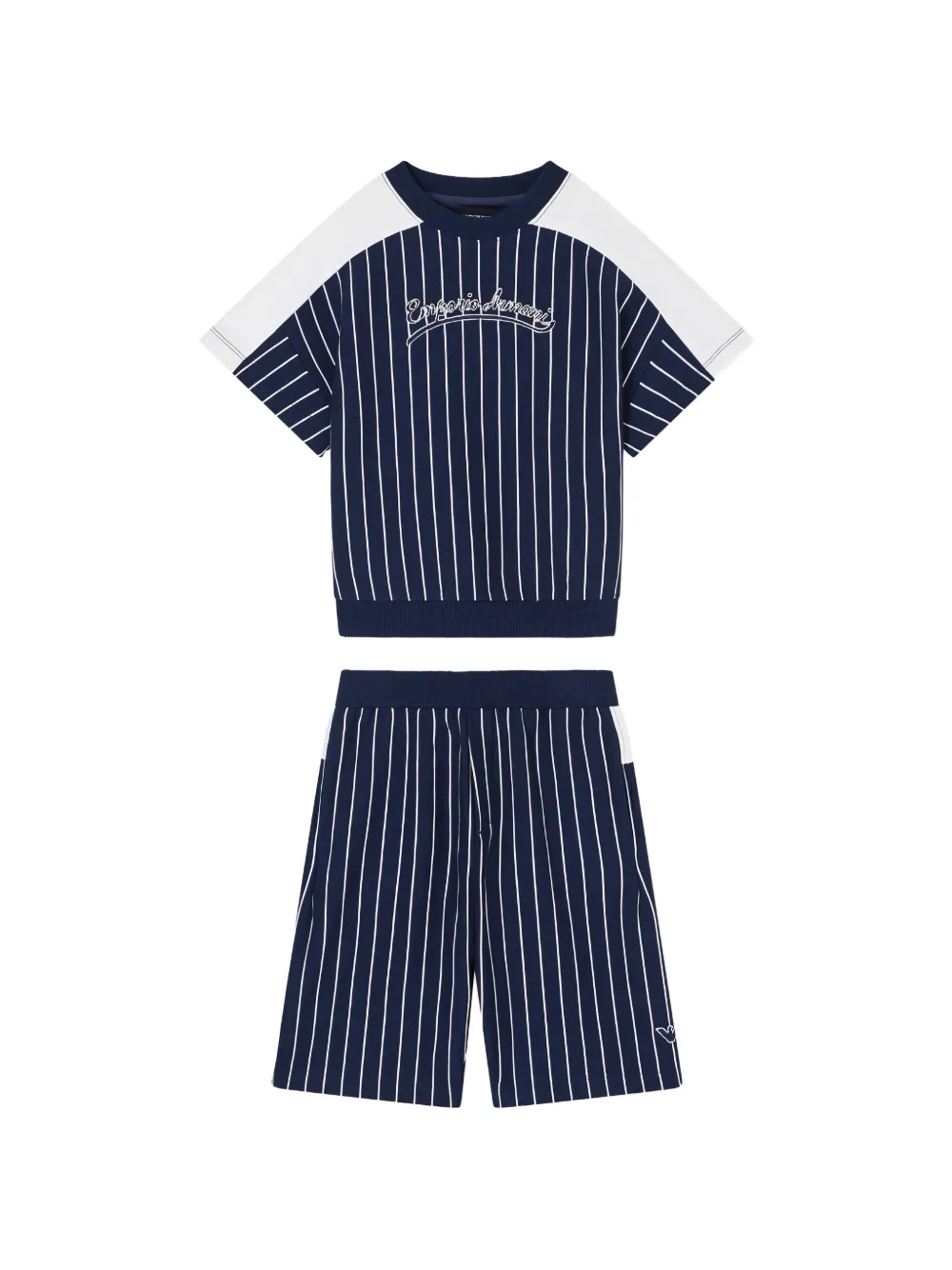 Emporio Armani Kids striped shorts set - Blu
