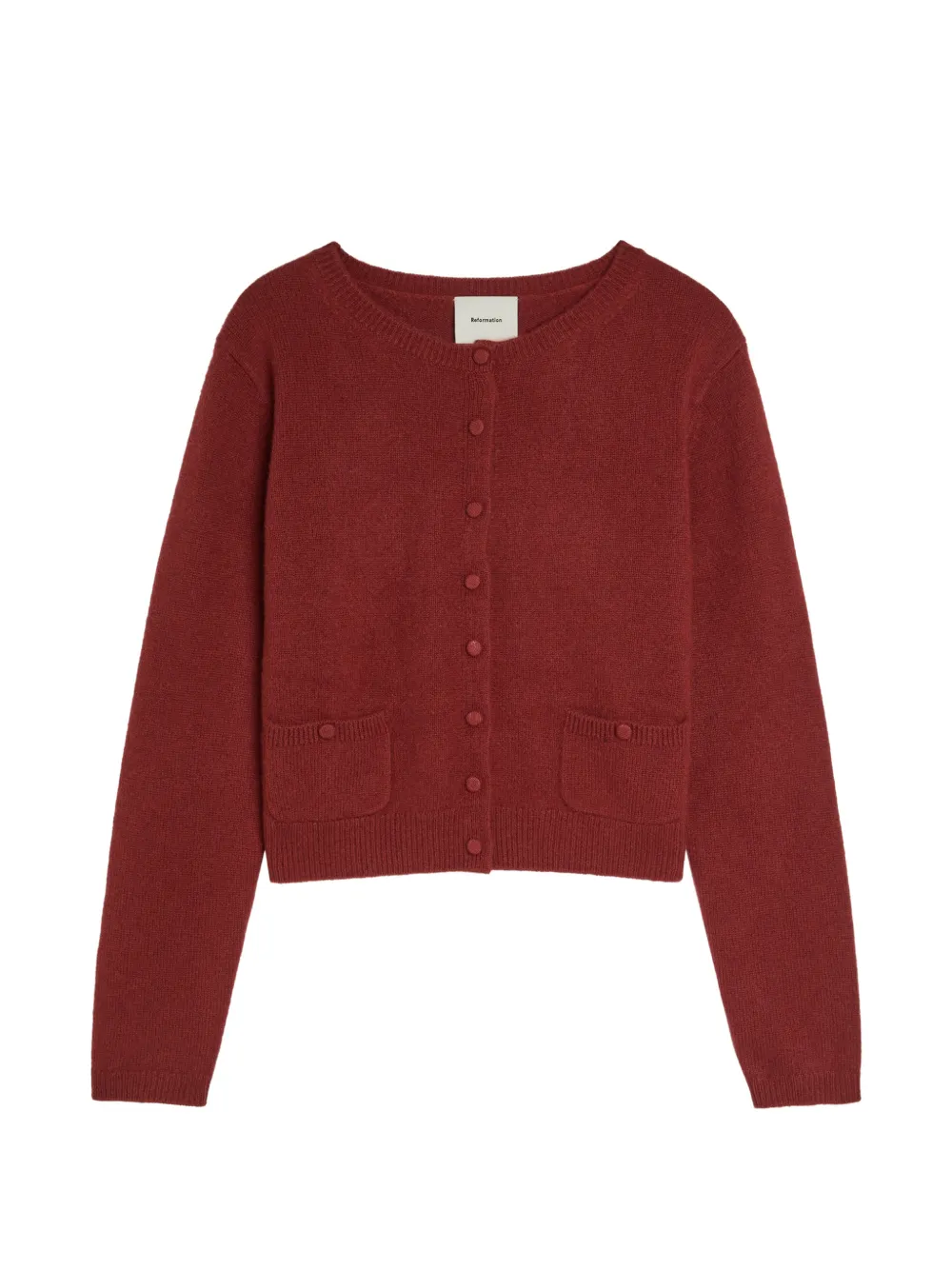 Reformation Clara patch-pocket cardigan - Rosso