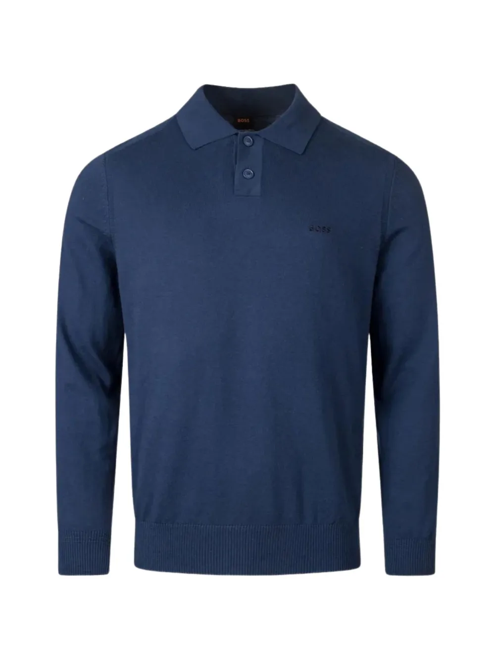BOSS logo-embroidered buttoned polo top - Blu