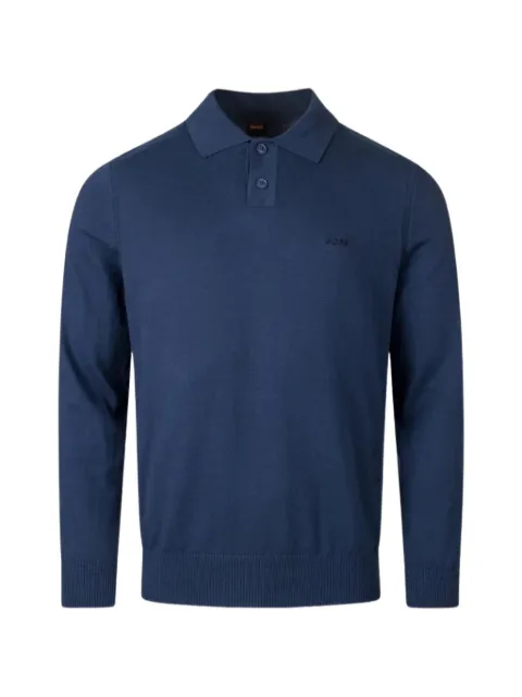 BOSS logo-embroidered buttoned polo top