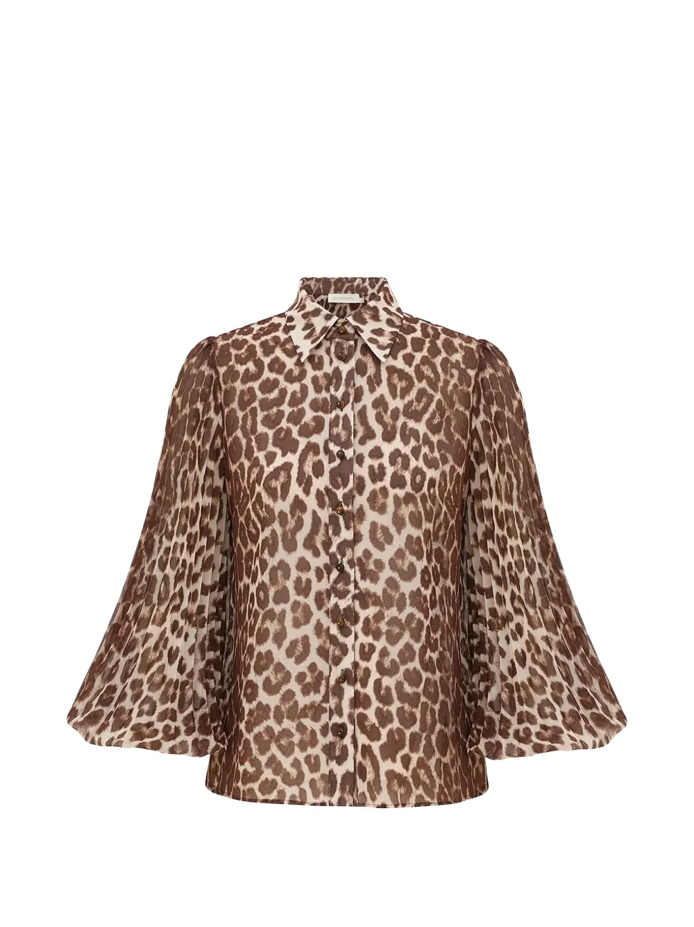 ZIMMERMANN Sunray leopard-print collared shirt - Marrone