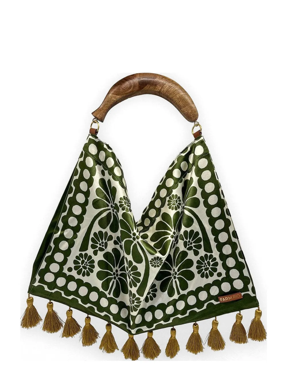 FARM Rio small jacquard-tassels floral-print tote bag - Verde