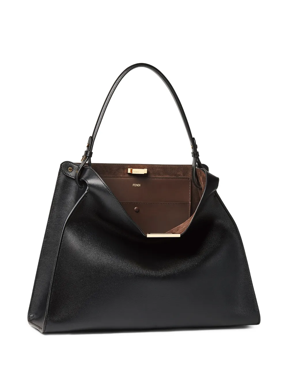  Fendi Large Way Stud Leather Tote Bag - Black 