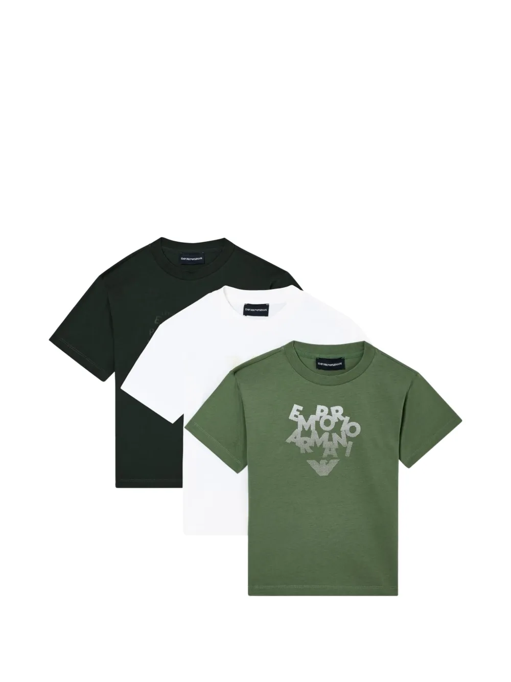 Emporio Armani Kids short-sleeve graphic-print cotton T-shirts (set of 3) - Verde
