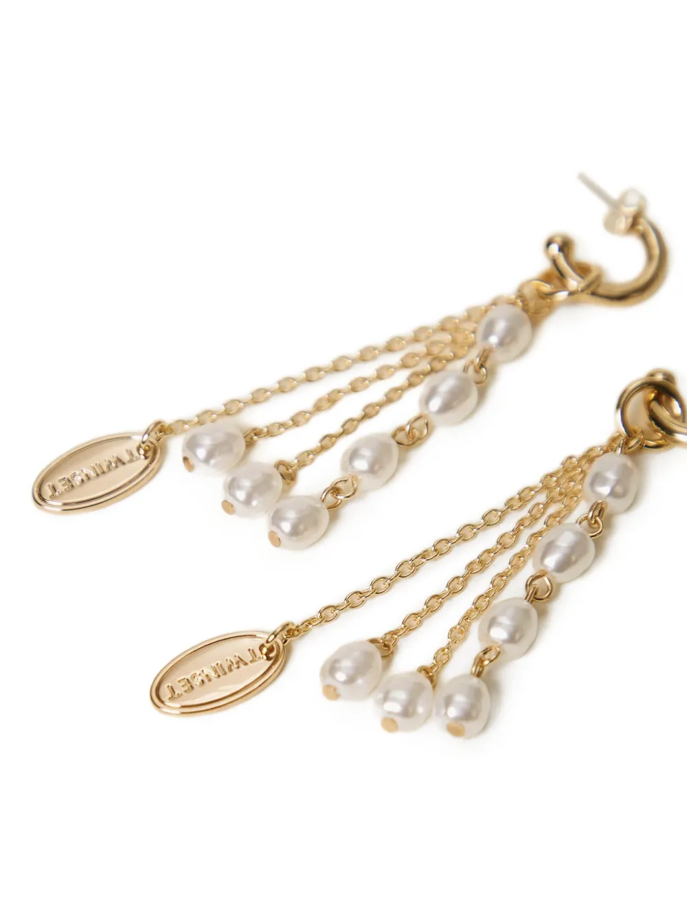  Twinset Pendientes De Cadena Con Perla - Dorado 