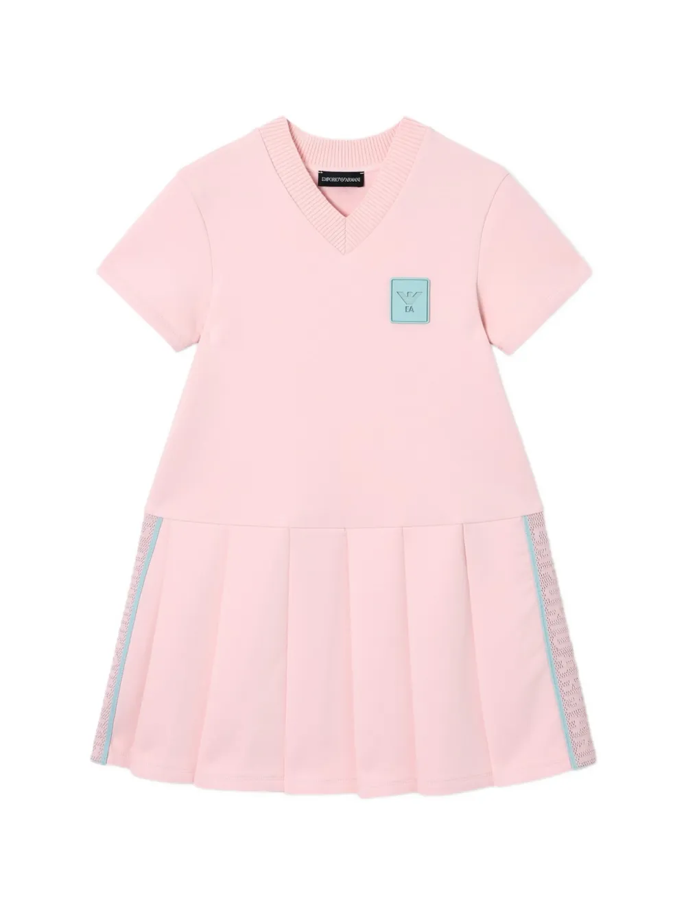 Emporio Armani Kids logo-tape double-jersey cotton dress - Rosa