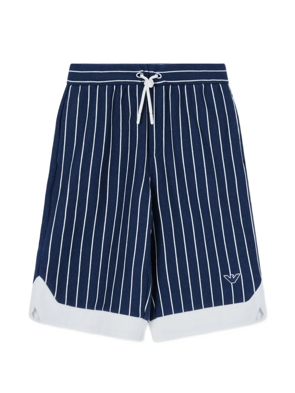 Emporio Armani Kids drawstring striped cotton shorts - Blu