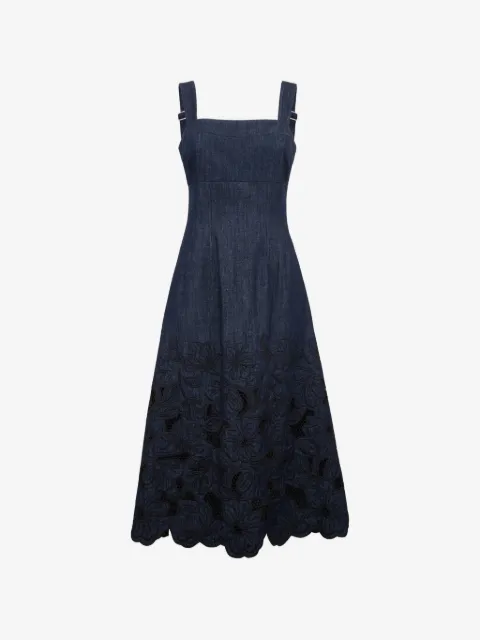 Veronica Beard vestido midi con bordado floral