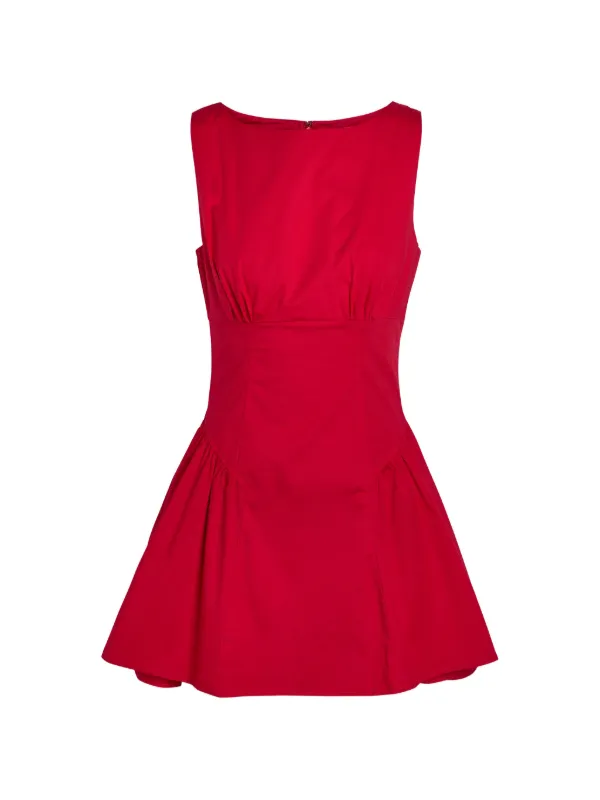 staud red mini dress Staud Gwen Gathered Mini Dress