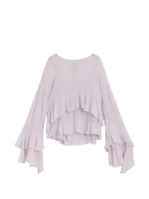 BOSS blusa con volantes y cuello barco